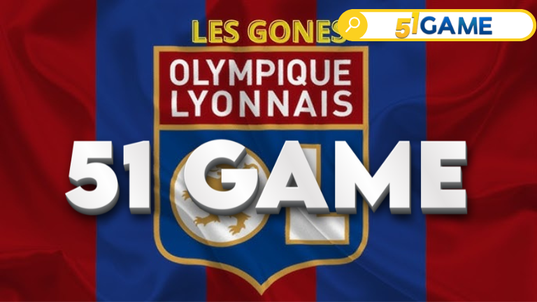 Olympique Lyonnais players in a glowing digital stadium created by 51Game